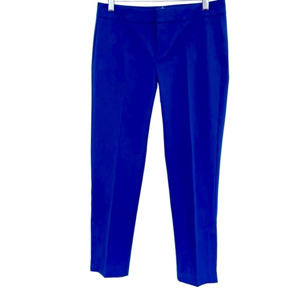 ECRU royal blue flat front cotton blend straight leg ankle pant, size 2.